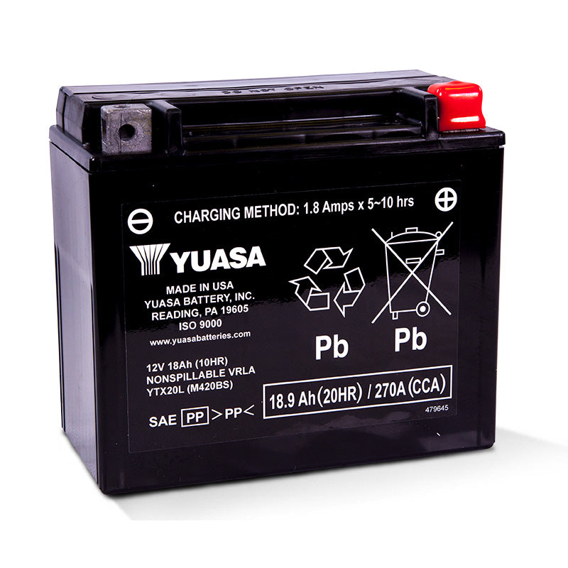 Yuasa YTX20L FACTORY ACTIVATED, 12V BATTERY