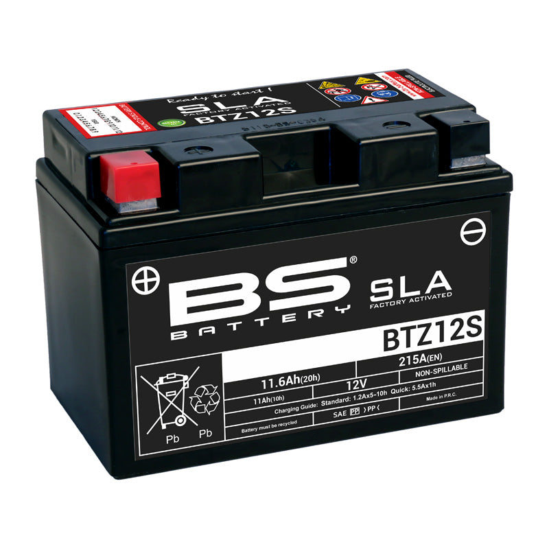 BS Battery BTZ12S SLA, FACTORY ACTIVATED 12V BATTERY