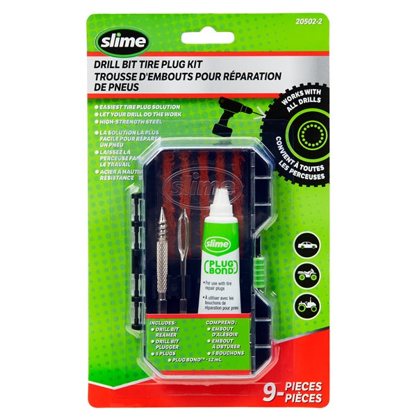 Slime Drill BIT Tire Plug KIT QTY 9