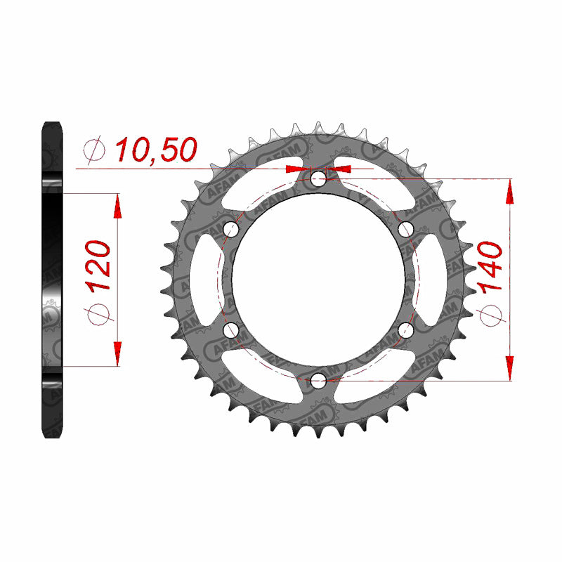 Afam AFAM Rear Sprocket Steel 520P 42T - (16404-42)