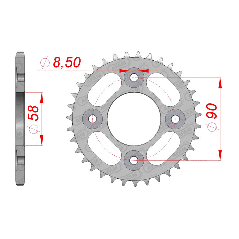 Afam AFAM Rear Sprocket Steel 420P 35T - (10117-35)