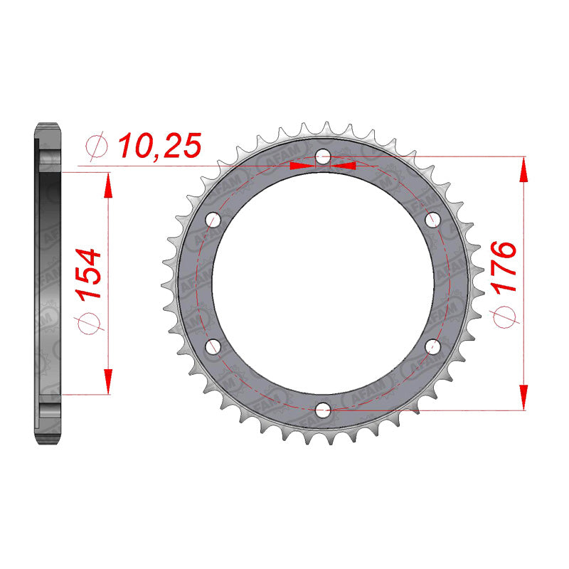 Afam AFAM Rear Sprocket Steel 525P 43T - (10628-43)