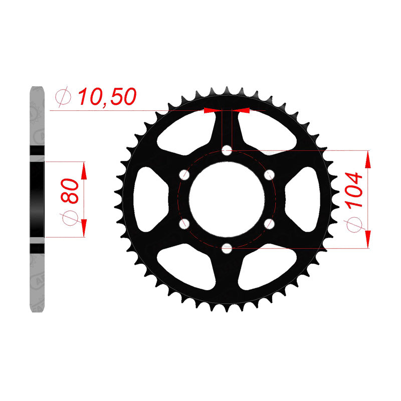 Afam AFAM Rear Sprocket Steel 520P 43T - (16606-43)
