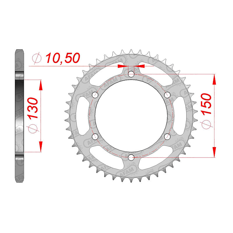 Afam AFAM Rear Sprocket Steel 520P 46T - (12604-46)