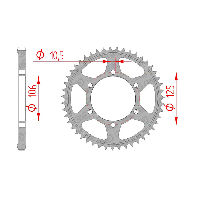 Afam AFAM Rear Sprocket Steel 525P 47T - (86605-47)