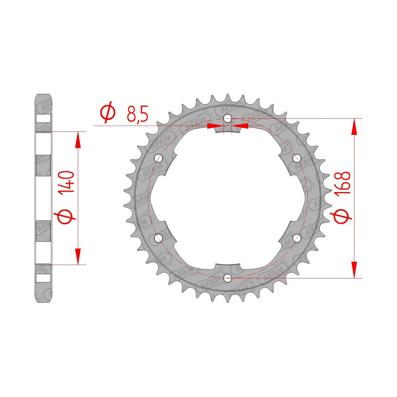 Afam AFAM Rear Sprocket Steel 525P 41T - (92634-41)