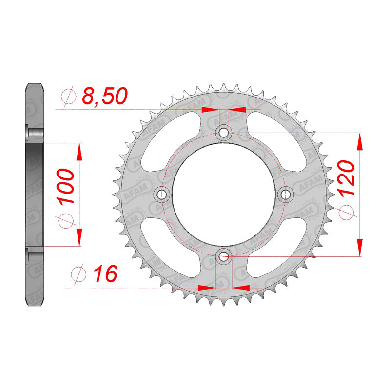 Afam AFAM Rear Sprocket Steel 428P 54T - (38200-54)