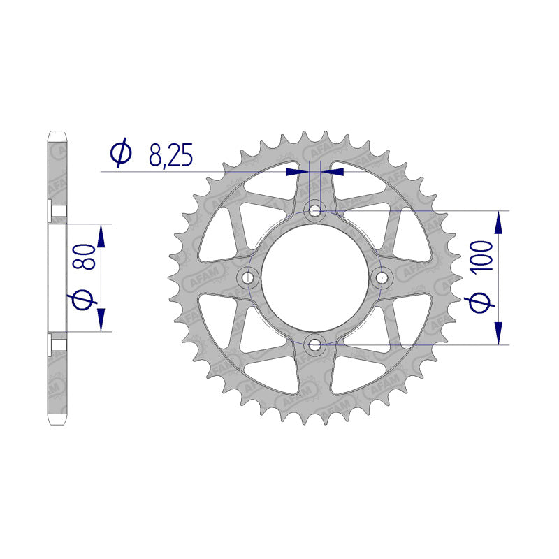Afam AFAM Rear Sprocket Alum. 520P 43T - (93320K-43) - Black