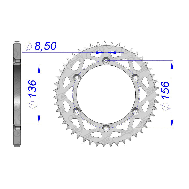 Afam AFAM Rear Sprocket Alum. 520P 50T - (15206N-50)