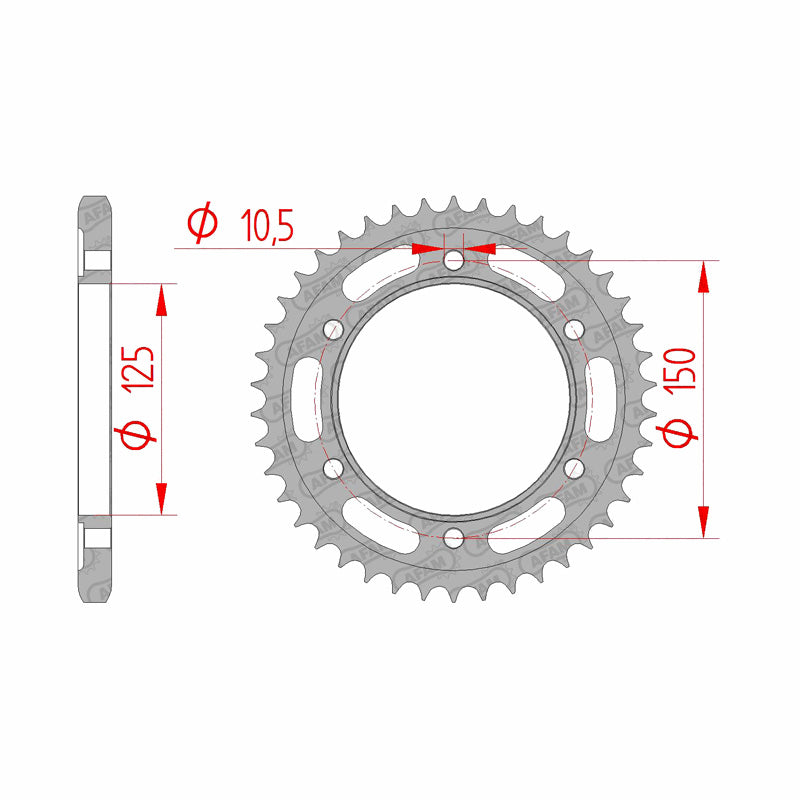 Afam AFAM Rear Sprocket Steel 525P 42T - (71800-42)