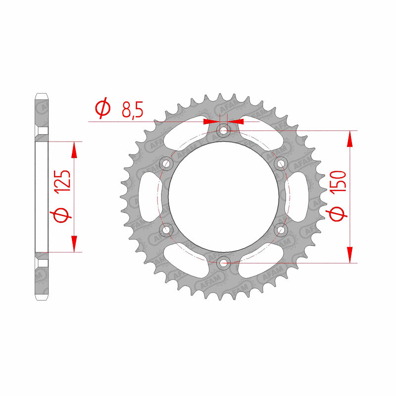 Afam AFAM Rear Sprocket Steel 520P 42T - (71304-42)