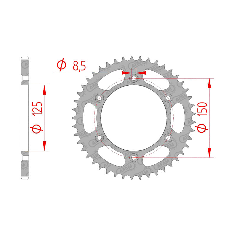 Afam AFAM Rear Sprocket Steel 520P 50T - (71304-50)
