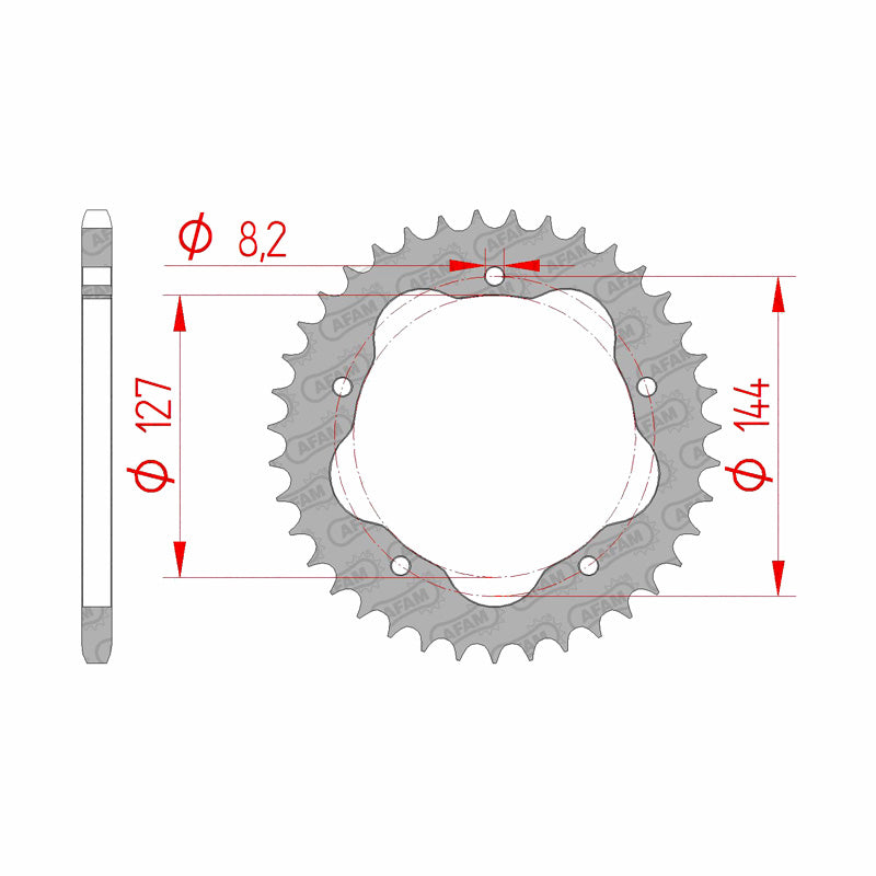 Afam AFAM Rear Sprocket Steel 520P 41T - (50607-41)