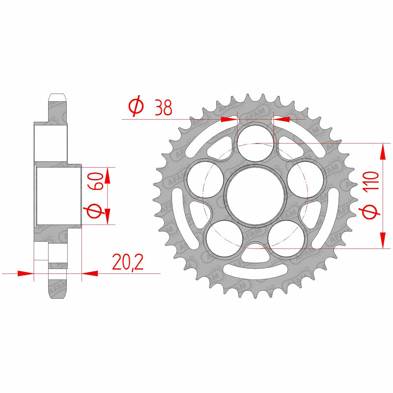 Afam AFAM Rear Sprocket Steel 525P 42T - (50800-42)