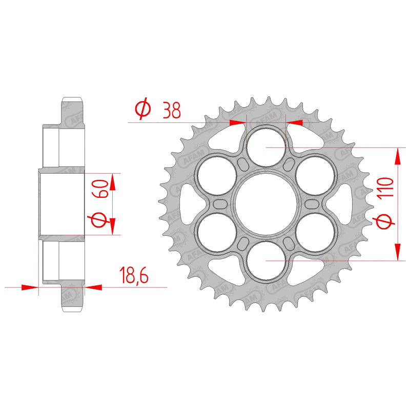 Afam AFAM Rear Sprocket Steel 530P 40T - (50900-40)