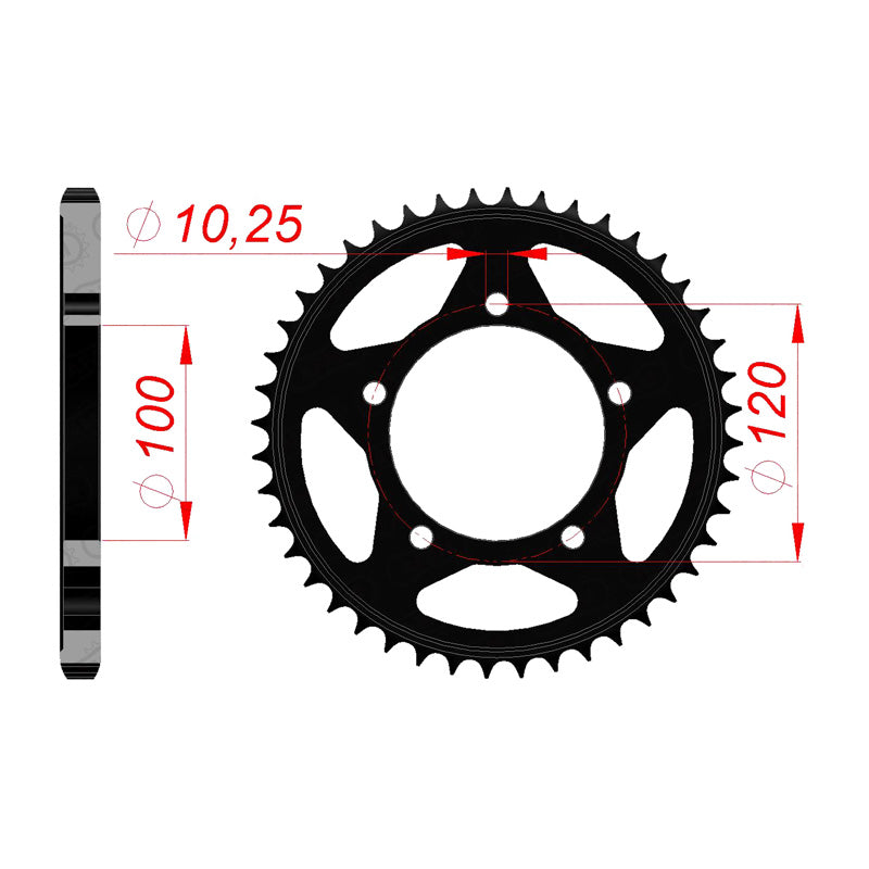 Afam AFAM Rear Sprocket Steel 525P 44T - (35802-44)