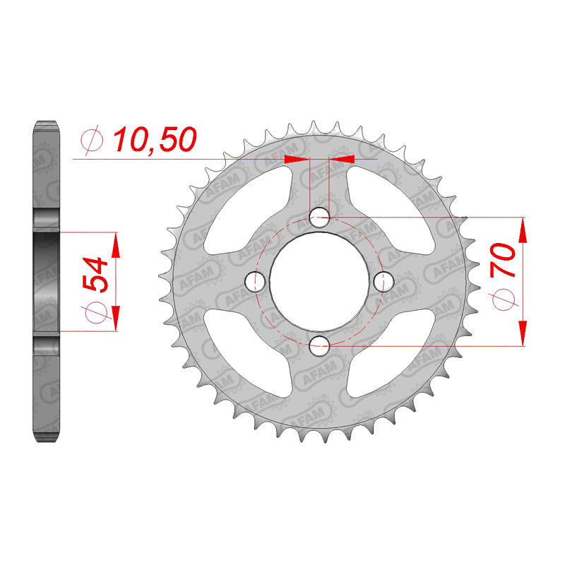 Afam AFAM Rear Sprocket Steel 428P 42T - (10229-42)