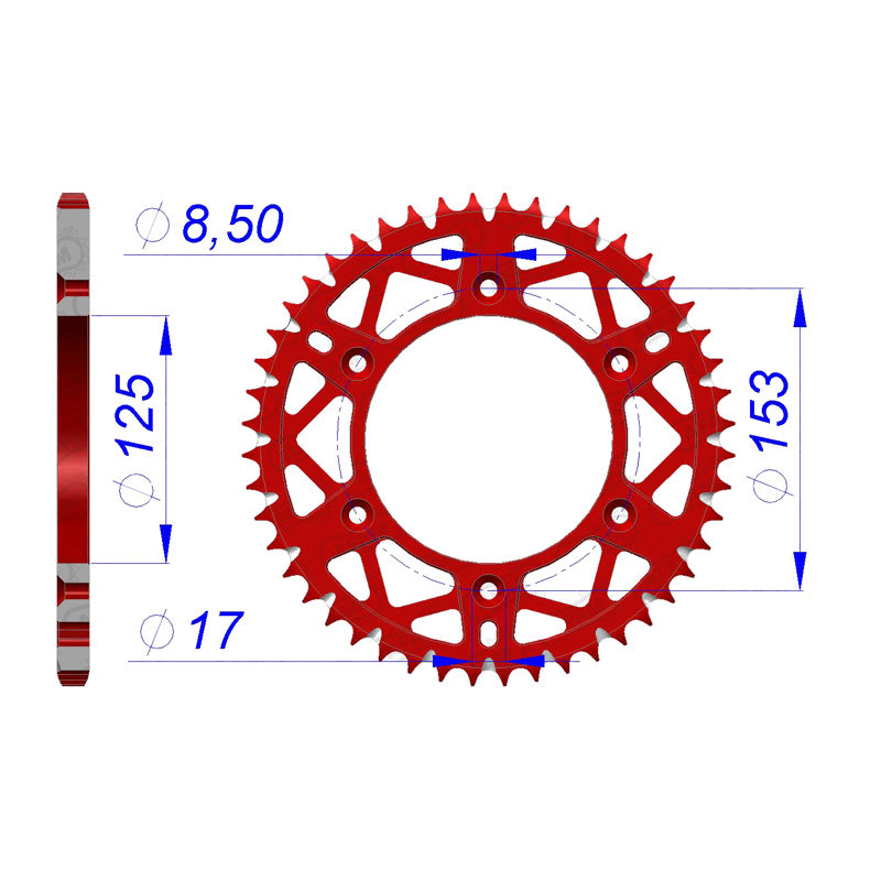 Afam AFAM Rear Sprocket Alum. 520P 48T - (11212PR-48) - Rouge