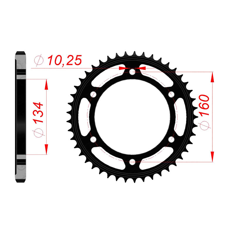 Afam AFAM Rear Sprocket Steel 525P 46T - (10617-46)