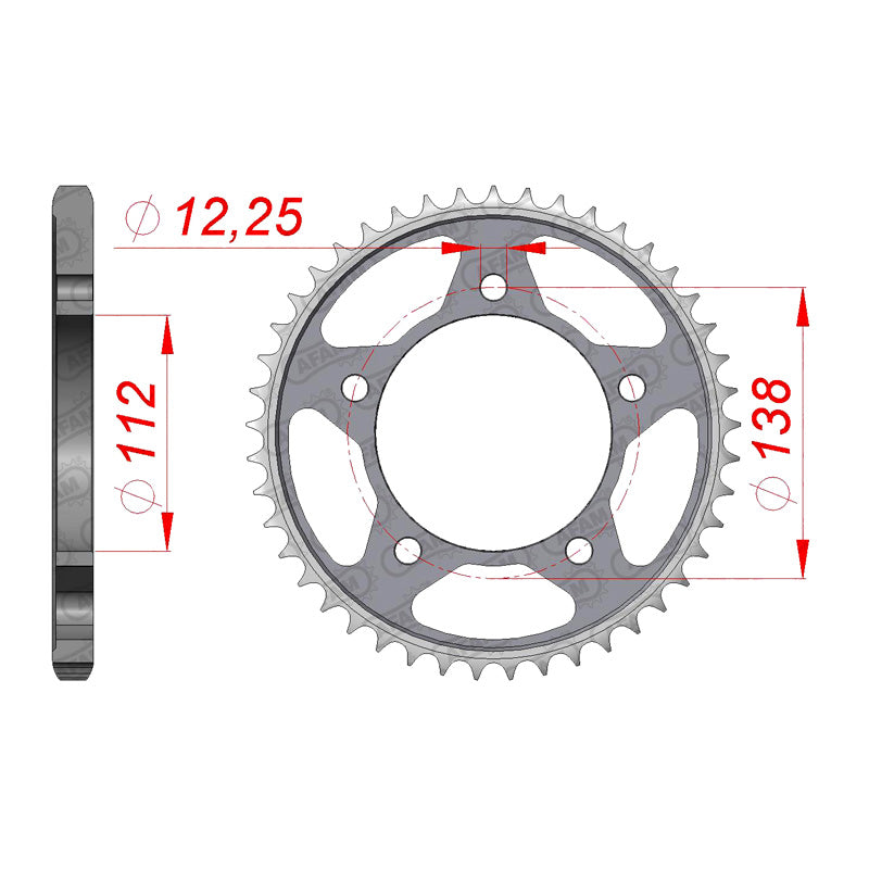 Afam AFAM Rear Sprocket Steel 525P 43T - (10613-43)