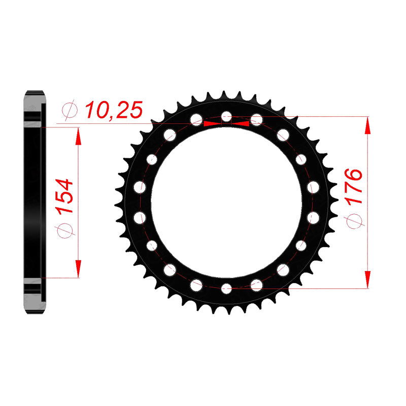Afam AFAM Rear Sprocket Steel 530P 44T - (10801-44)