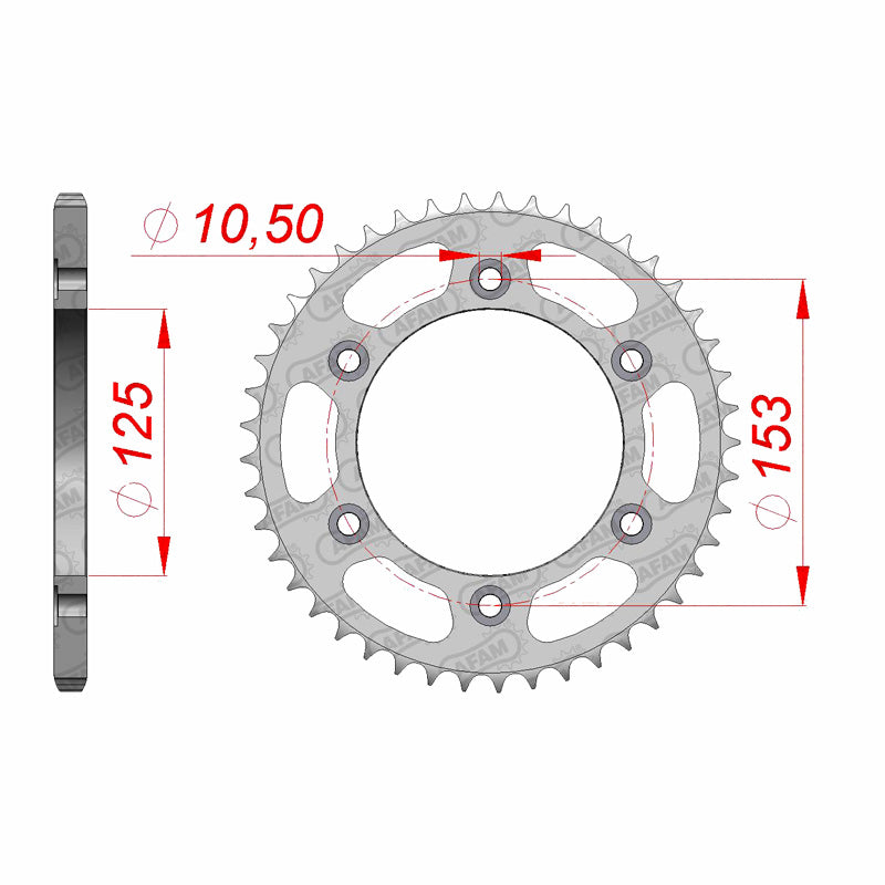 Afam AFAM Rear Sprocket Steel 520P 48T - (10320-48)
