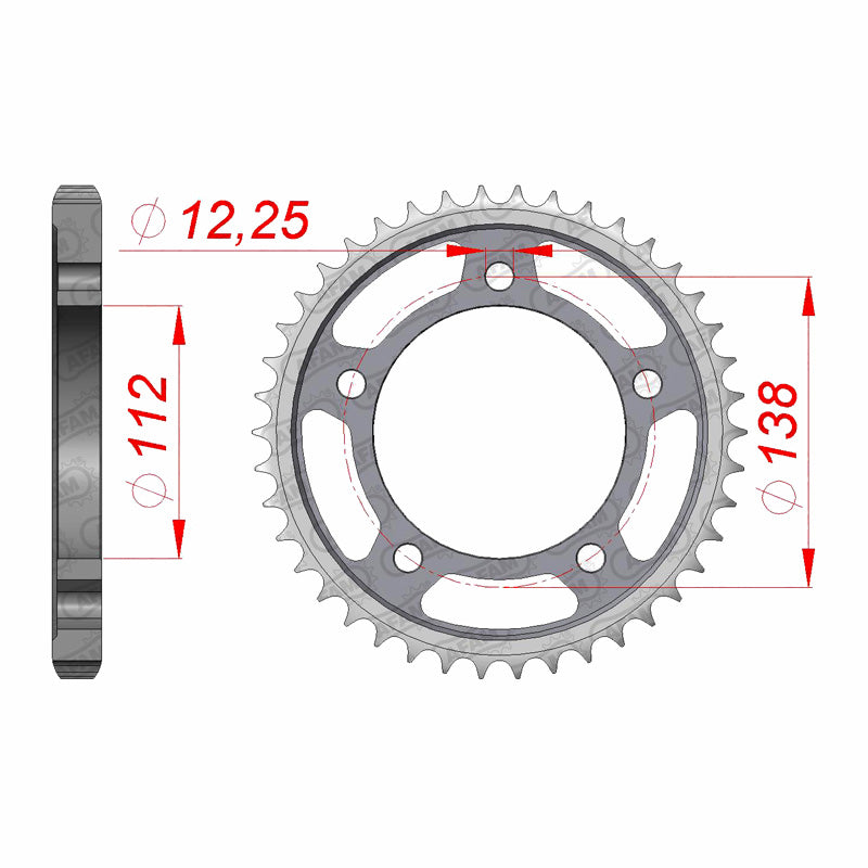 Afam AFAM Rear Sprocket Steel 530P 45T - (10508-45)