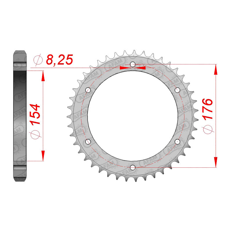 Afam AFAM Rear Sprocket Steel 530P 43T - (10607-43)