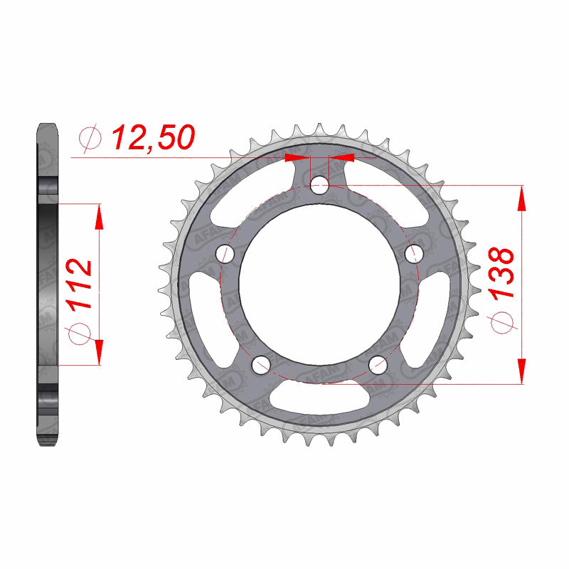 Afam AFAM Rear Sprocket Steel 520P 43T - (10627-43)