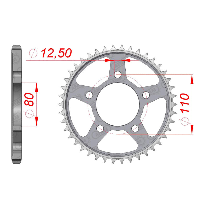 Afam AFAM Rear Sprocket Steel 525P 42T - (10802-42)