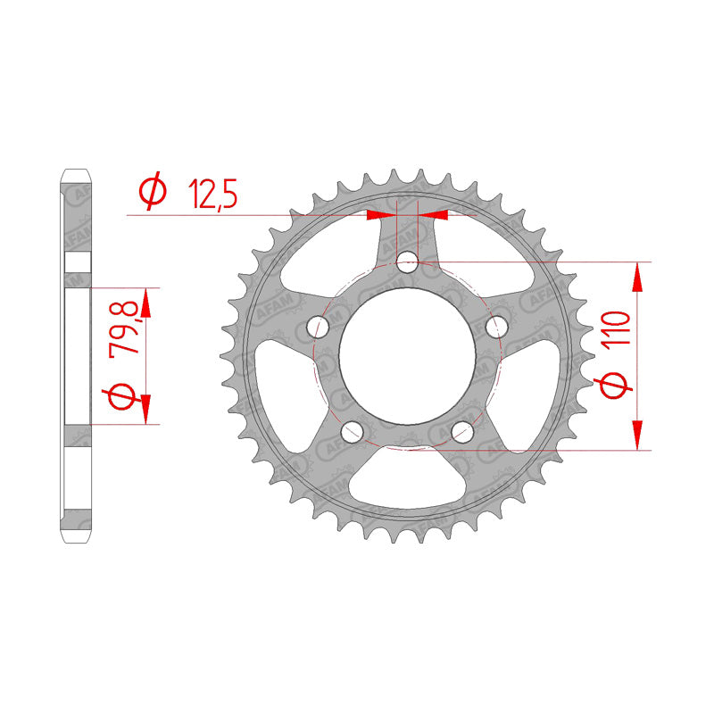 Afam AFAM Rear Sprocket Steel 525P 42T - (86604-42)