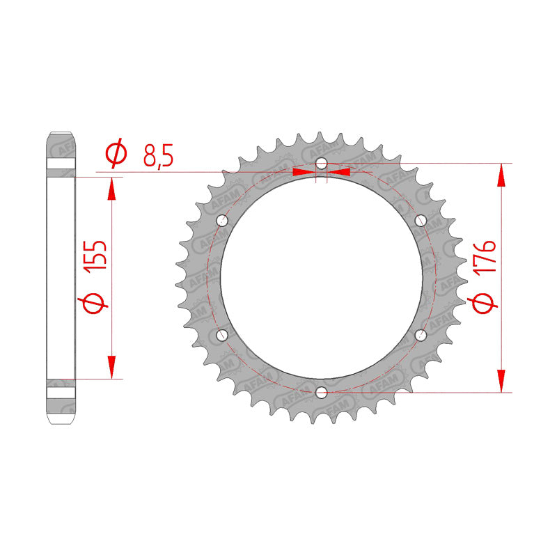 Afam AFAM Rear Sprocket Steel 530P 42T - (86601-42)