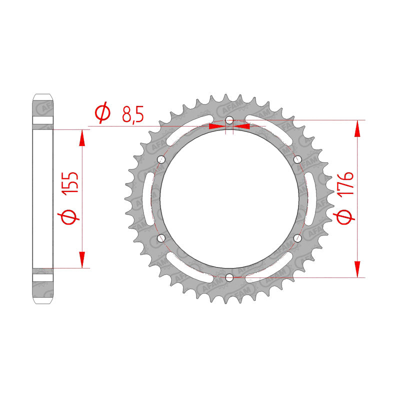 Afam AFAM Rear Sprocket Steel 530P 45T - (86601-45)