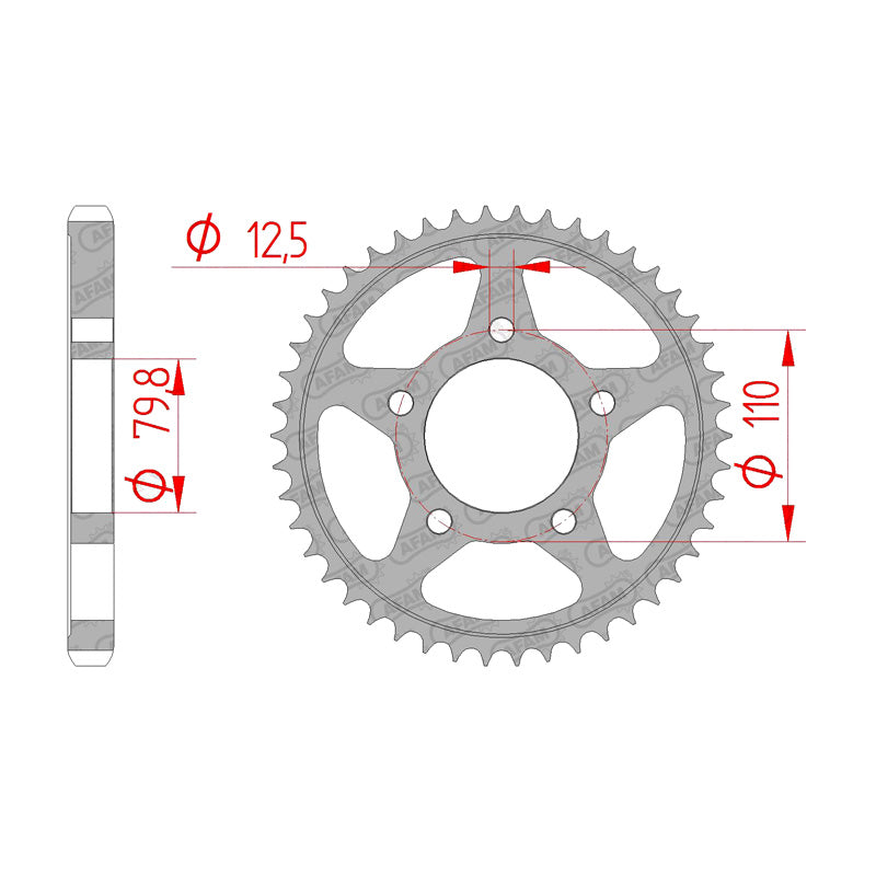 Afam AFAM Rear Sprocket Steel 530P 43T - (86600-43)