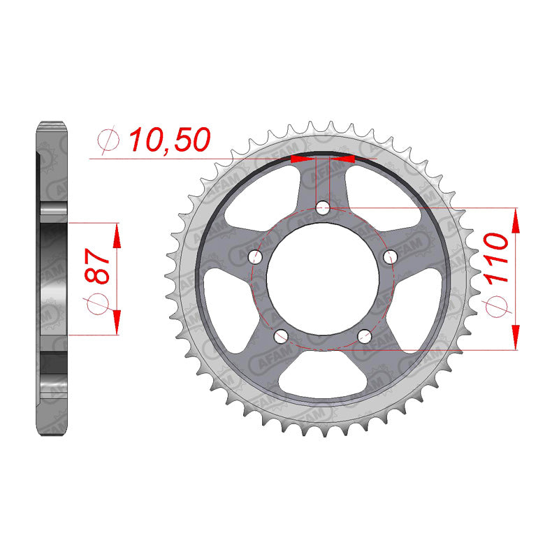 Afam AFAM Rear Sprocket Steel 530P 47T - (14601-47)