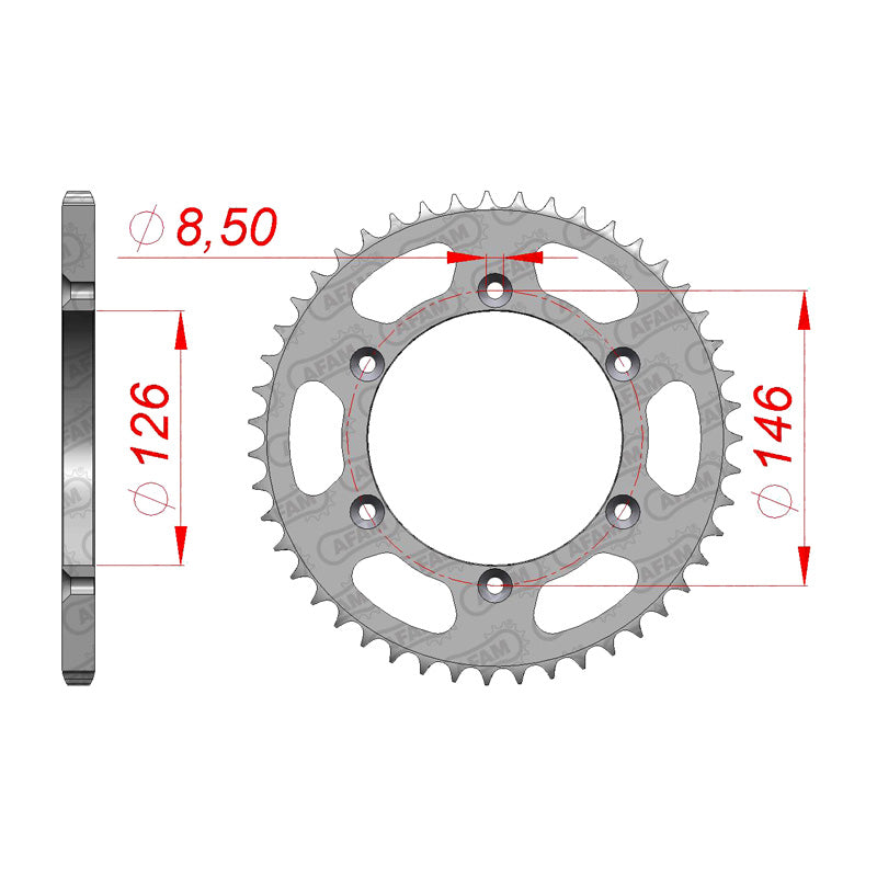 Afam AFAM Rear Sprocket Steel 520P 51T - (14203-51)