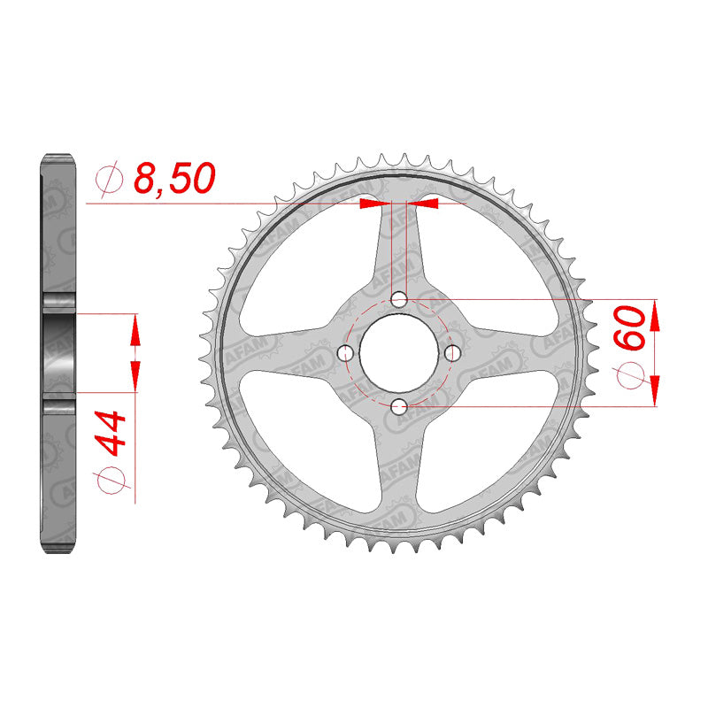 Afam AFAM Rear Sprocket Steel 428P 49T - (12222-49)
