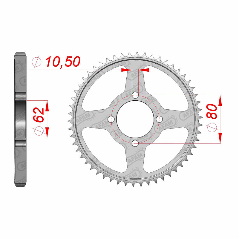 Afam AFAM Rear Sprocket Steel 428P 49T - (12224-49)