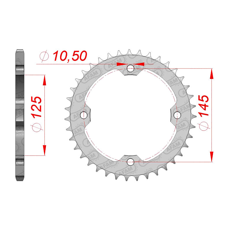 Afam AFAM Rear Sprocket Steel 520P 40T - (12407-40)