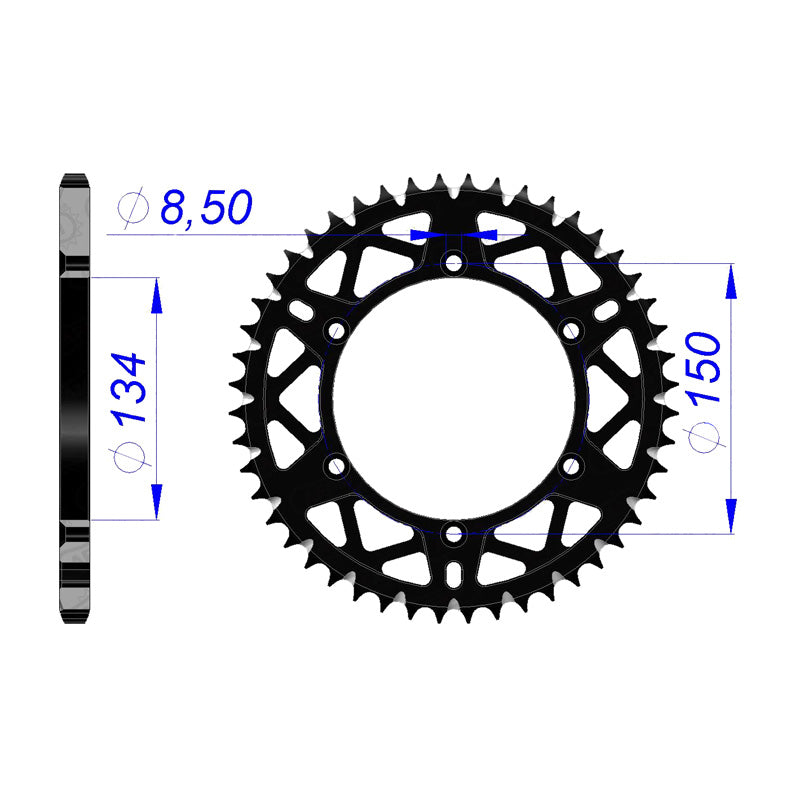 Afam AFAM Rear Sprocket Alum. 520P 50T - (17206PK-50) - Black