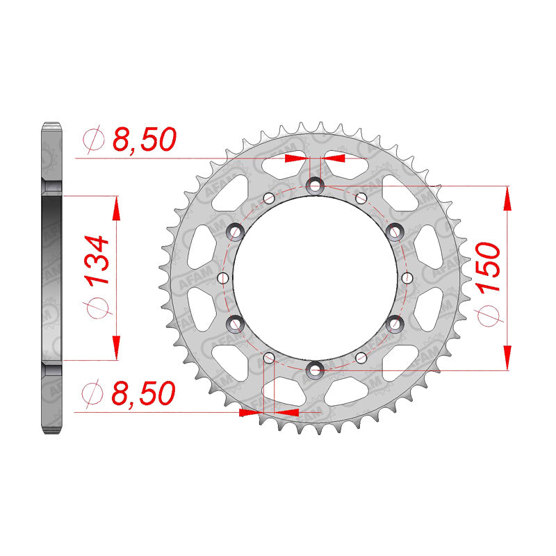 Afam AFAM Rear Sprocket Steel 520P 49T - (16204-49)