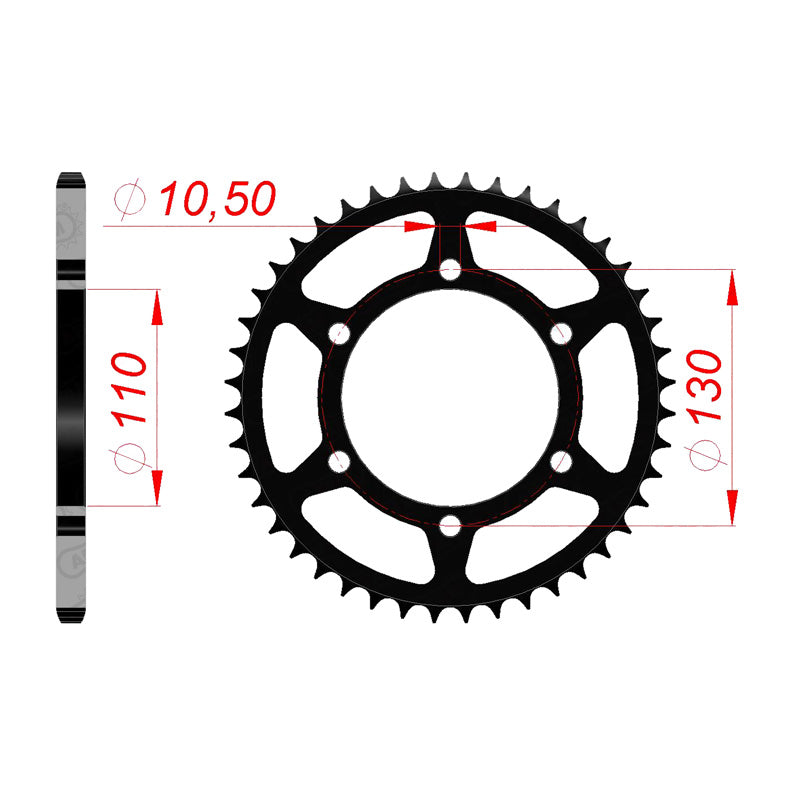 Afam AFAM Rear Sprocket Steel 520P 44T - (16500-44)