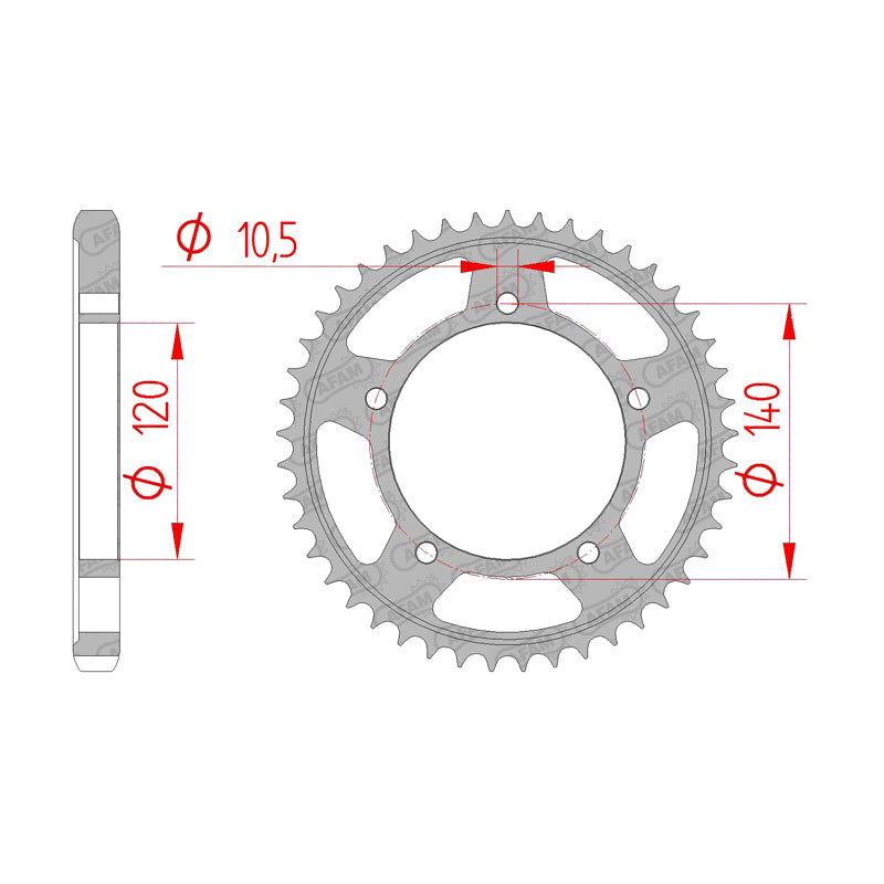 Afam AFAM Rear Sprocket Steel 530P 40T - (86603-40)