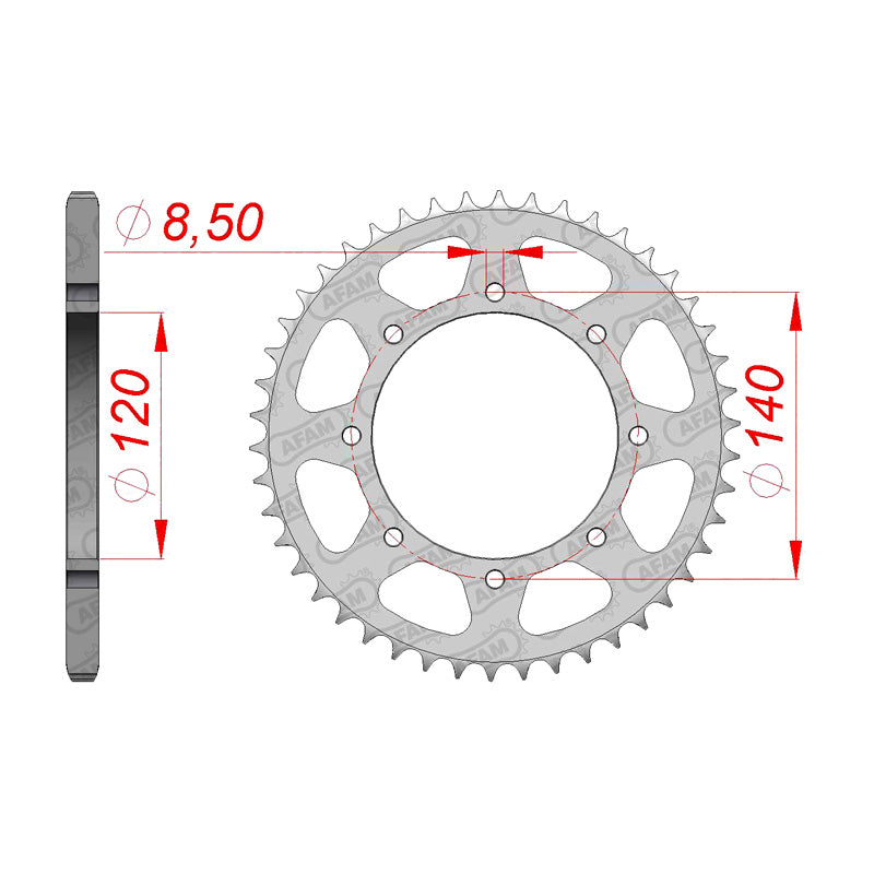 Afam AFAM Rear Sprocket Steel 520P 43T - (16600-43)