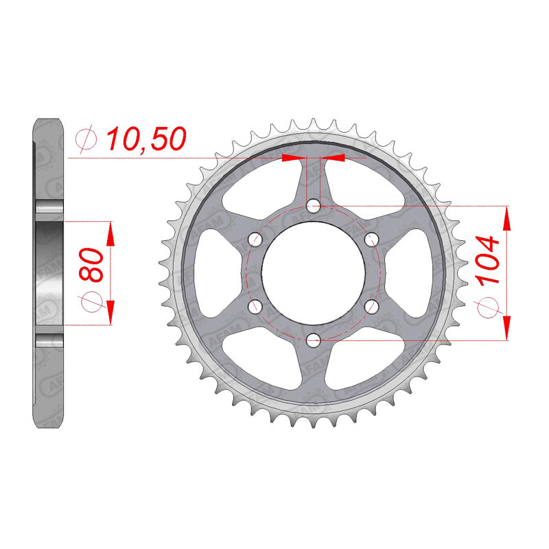 Afam AFAM Rear Sprocket Steel 530P 46T - (16604-46)