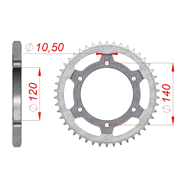 Afam AFAM Rear Sprocket Steel 525P 44T - (14507-44)