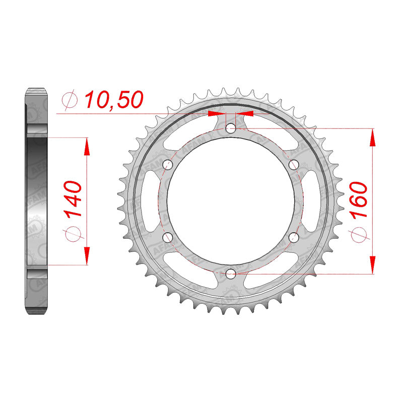 Afam AFAM Rear Sprocket Steel 530P 45T - (16701-45)