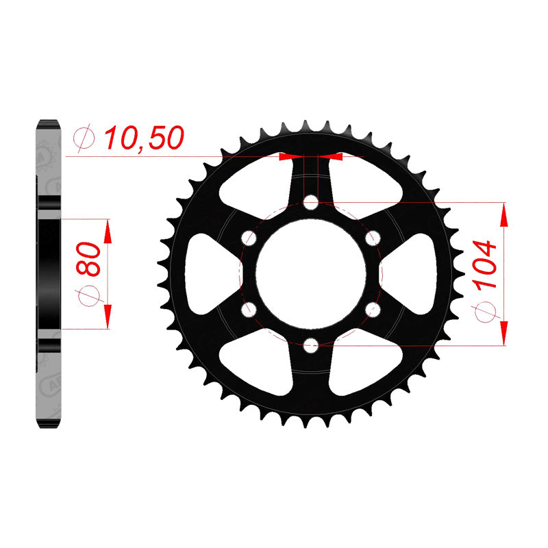 Afam AFAM Rear Sprocket Steel 525P 42T - (16610-42)