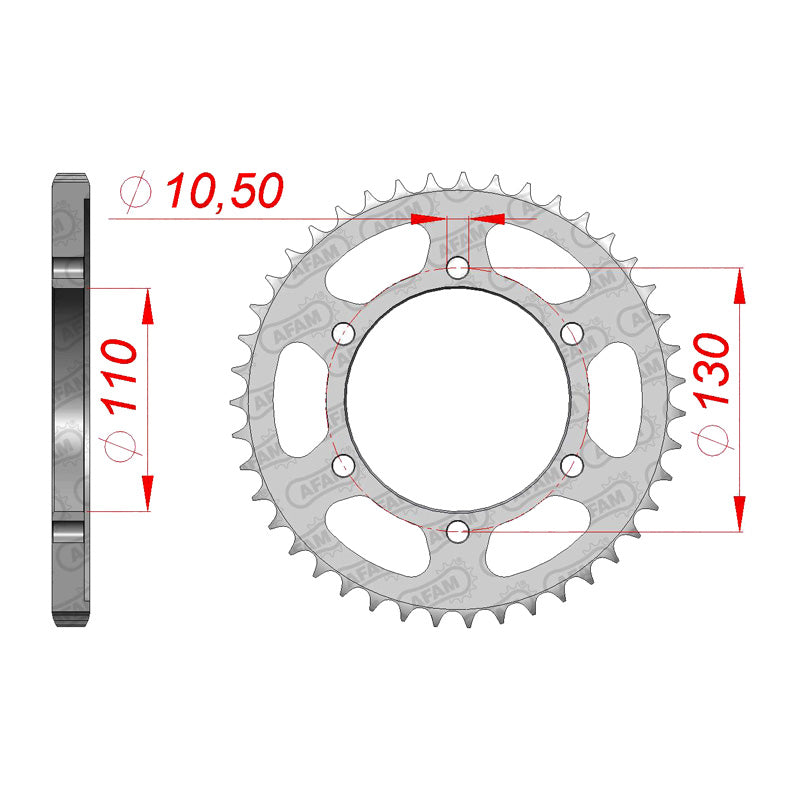 Afam AFAM Rear Sprocket Steel 525P 46T - (12815-46)