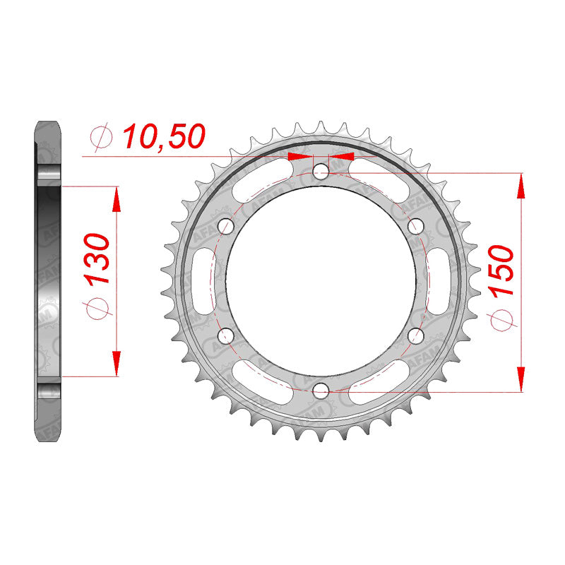 Afam AFAM Rear Sprocket Steel 525P 46T - (12606-46)